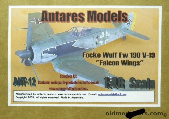 Antares Models 1/48 Focke Wulf FW-190 V-19 Falcon Wings - (Fw190V19), ANT-12 plastic model kit